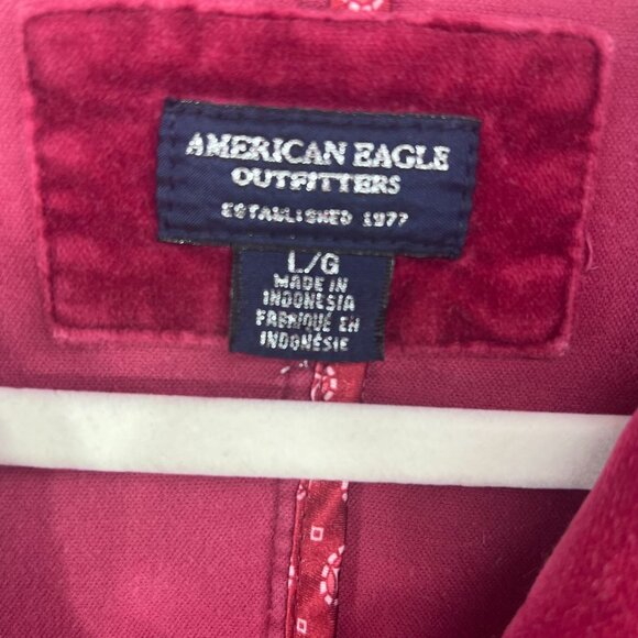 American Eagle Outfitters Velvet Wine Blazer L Adjust Sides Button Cuffs Pockets - Picture 4 of 16